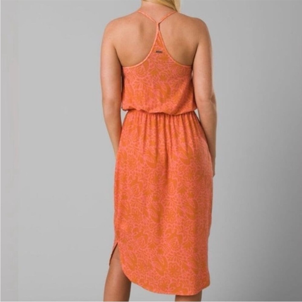Prana Orange Floral Spaghetti-Strap Midi Dress - Picture 2 of 9